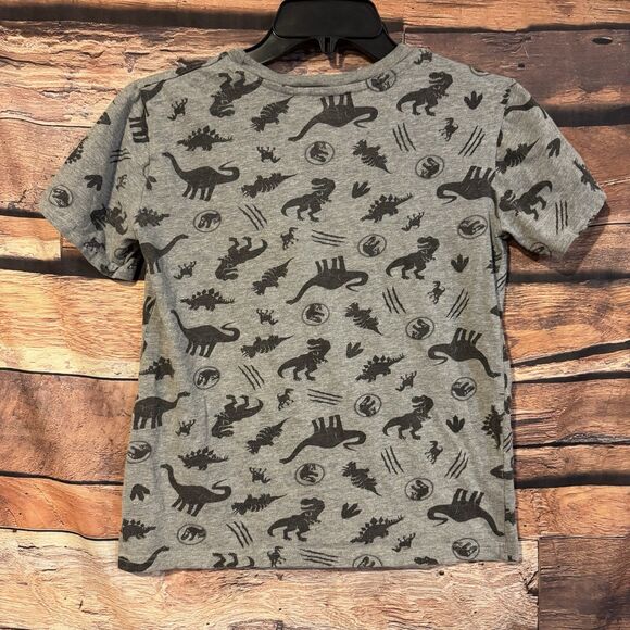 Jurassic World T-shirt Size 12 Youth Gray AOP Logo Dinosaur Short Sleeve Park - Picture 3 of 7